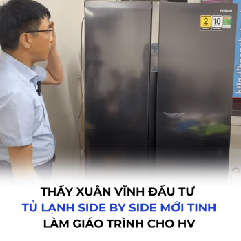Không ngại đầu tư, thầy Xuân Vĩnh mua tủ lạnh Hitachi side by side mới tinh về làm giáo trình giảng dạy cho học viên